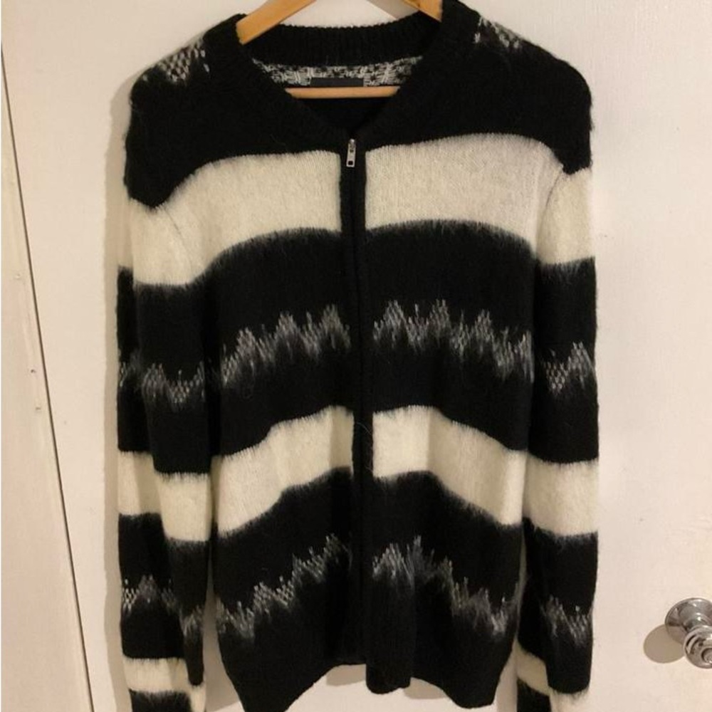 ASOS Men’s Black and White Striped Cardigan